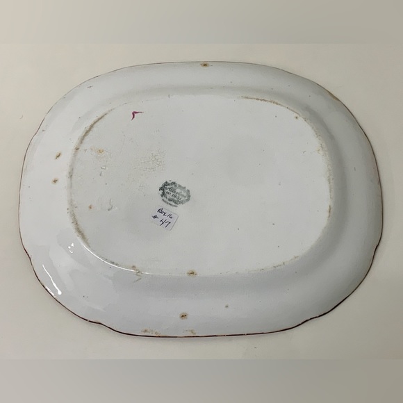 19th Century Antique Gaudy Welsh Oyster Pattern Allertons Marked Serving Platter - Picture 14 of 16
